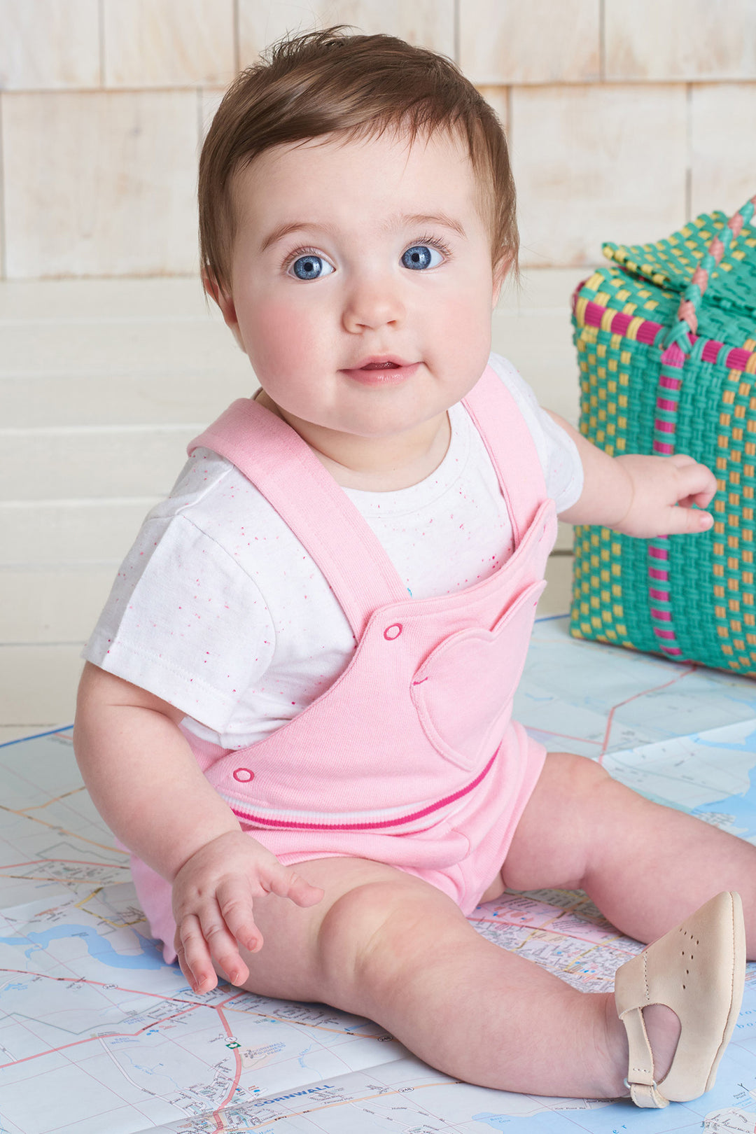 Hatley Heart Knit Baby Girls Overalls Mini Ruby