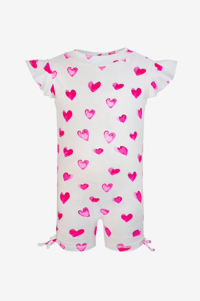 Hearts Flutter Sleeve 1-piece Baby Swimsuit