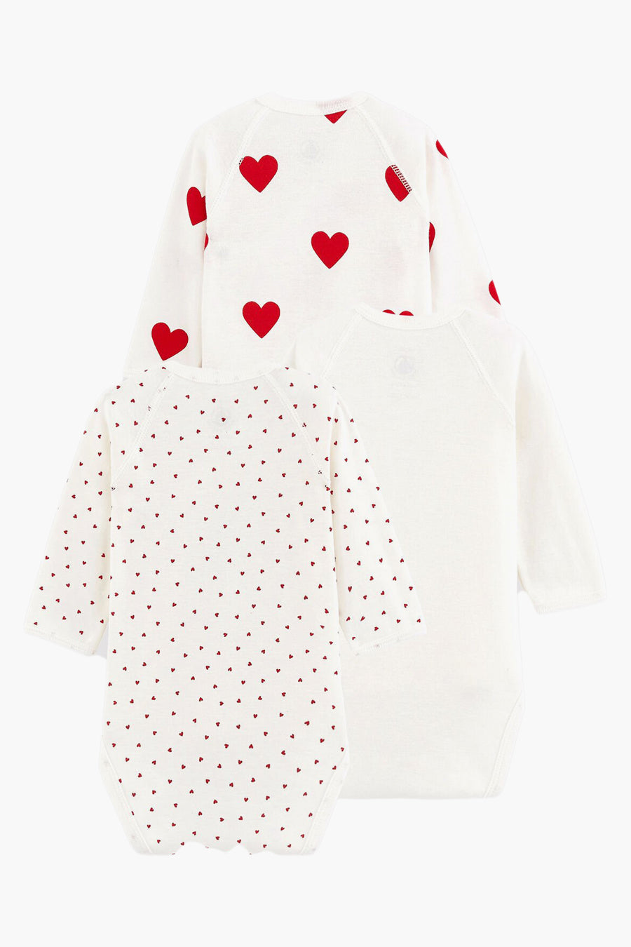 Petit Bateau 3-Pack Kimono Onesies - Hearts