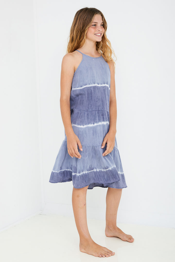 Girls Dress Bella Dahl Indigo Tiered kid model