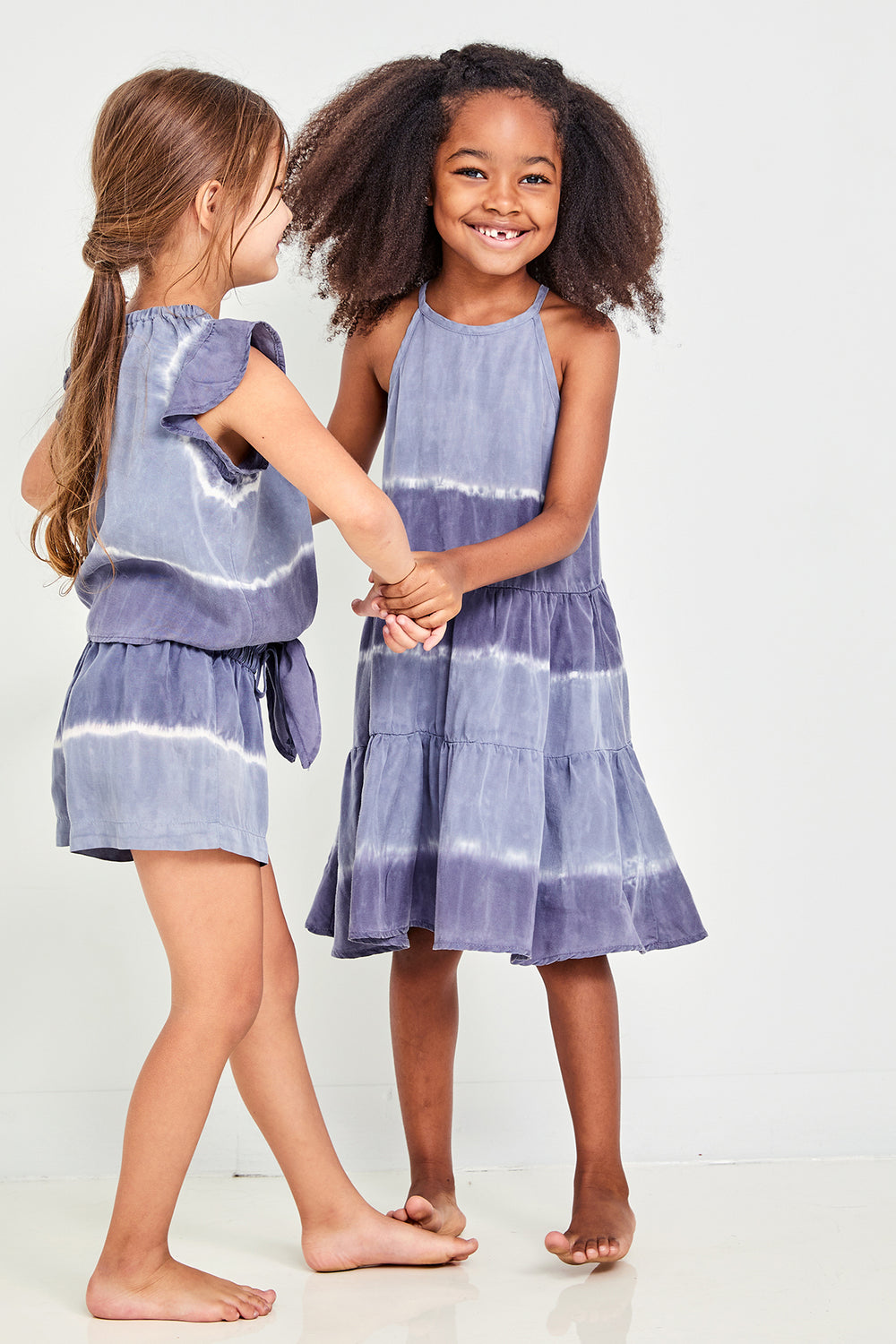 Girls Dress Bella Dahl Indigo Tiered side