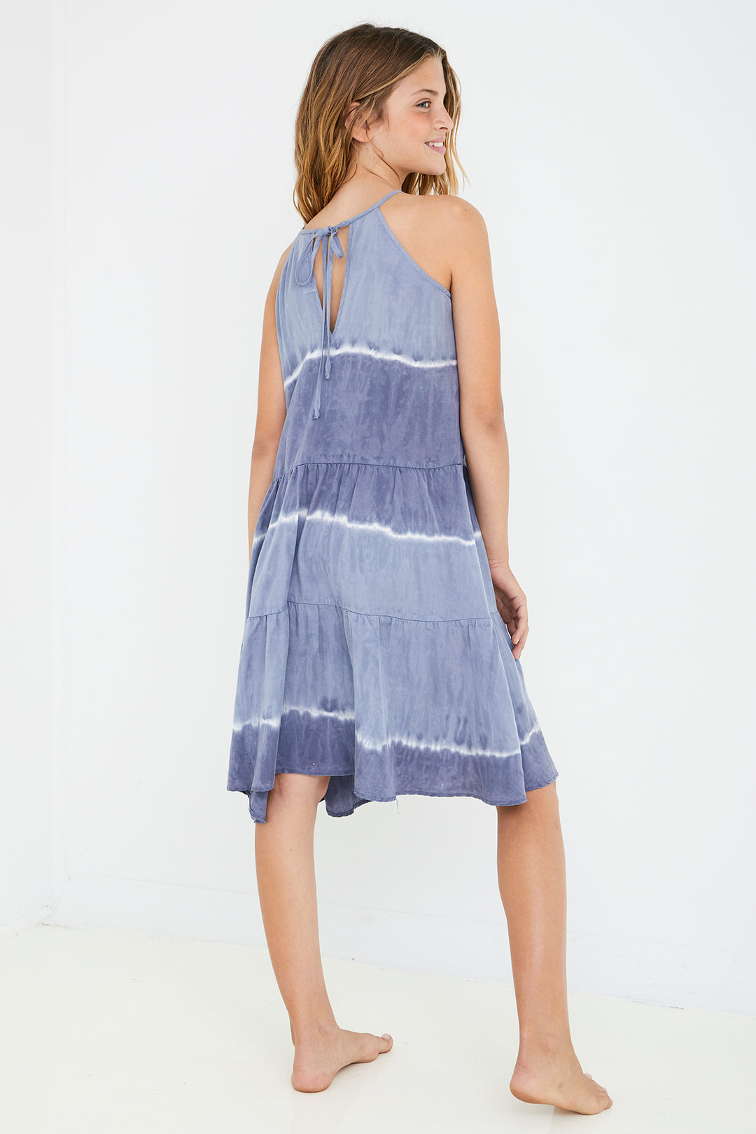 Girls Dress Bella Dahl Indigo Tiered back