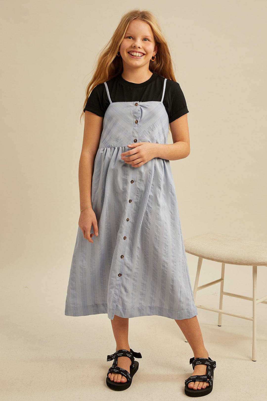 Les Coyotes de Paris Joselyn Girls Dress - Stripe 