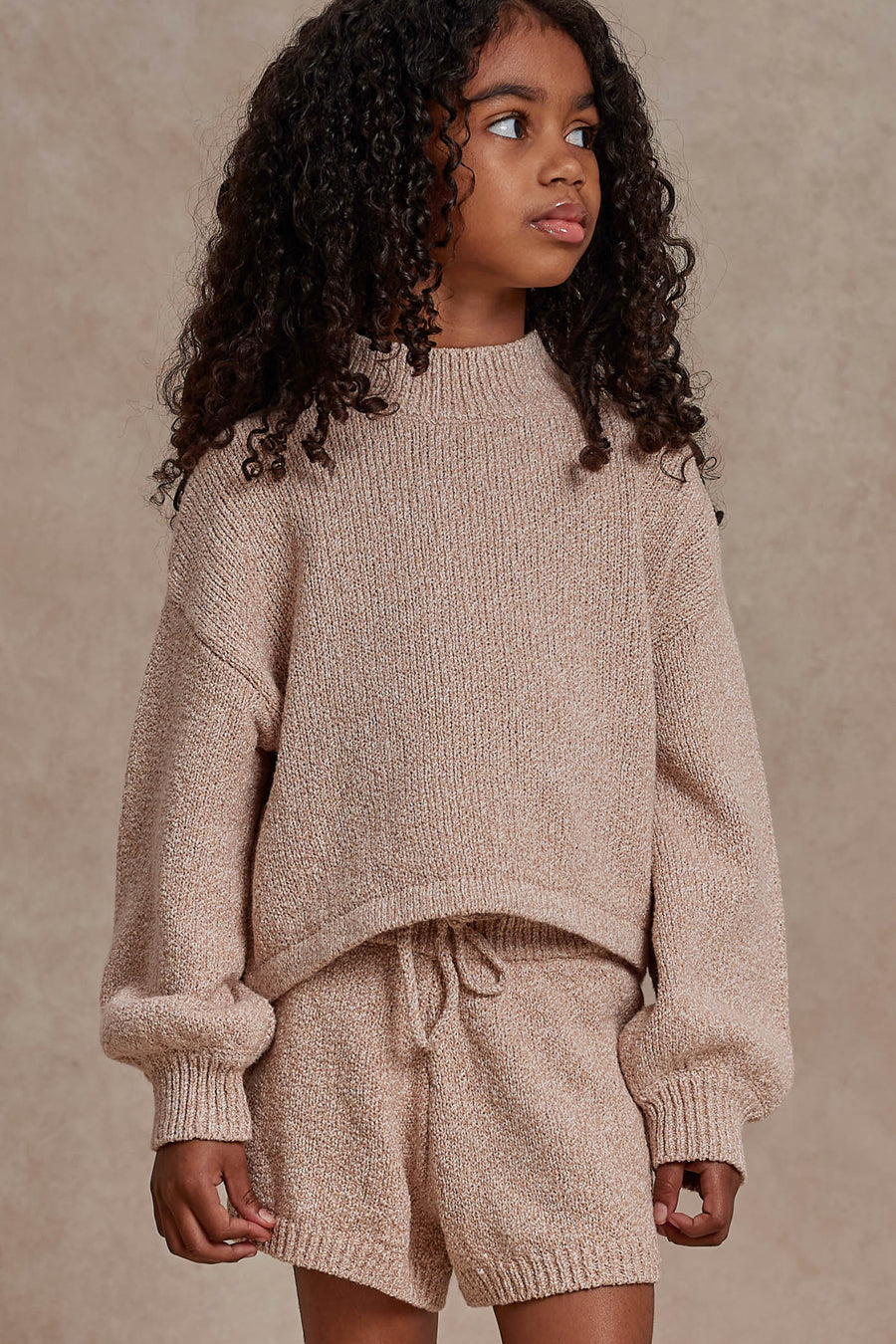 Girls Sweater Rylee + Cru Heathered Rose