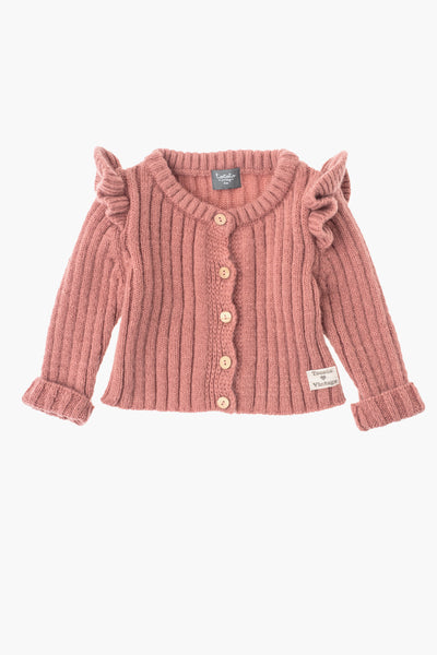 Girls Sweater Tocoto Vintage Knit Ribbed - Dark Pink