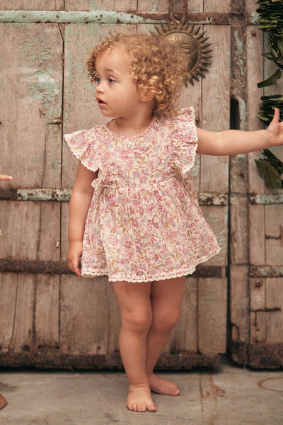 Baby Girl Dress Louis Louise Baby Twist - Blue Denim 18M / Blue Denim at Mini Ruby Contemporary Childrenswear