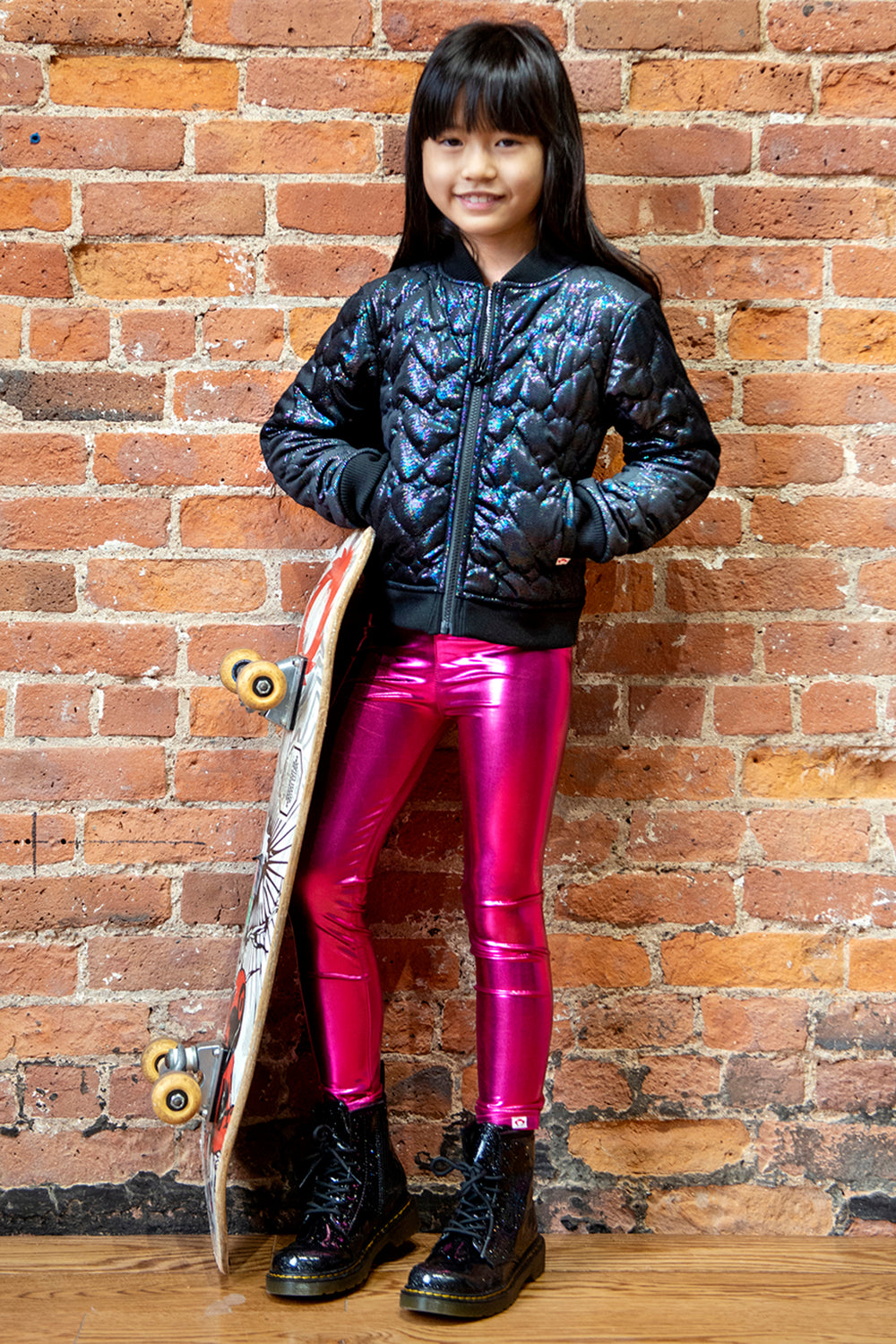 Girls Legging Appaman Metallic Fuchsia 