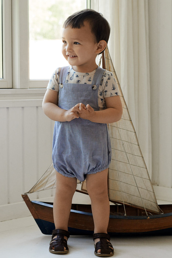 Wheat Moon Ship Baby Boys Onesie