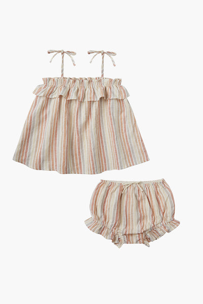 Rylee + Cru Multi Stripe Ruffle Baby Girls Set