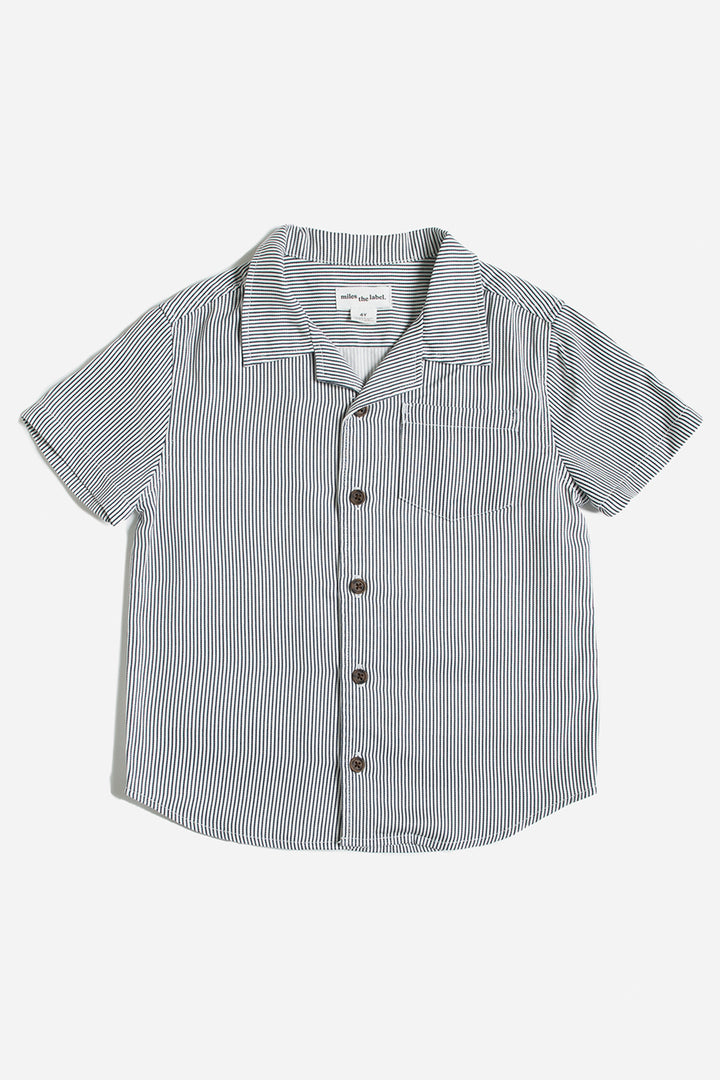 Boys Shirt Miles Navy Stripe Button Down