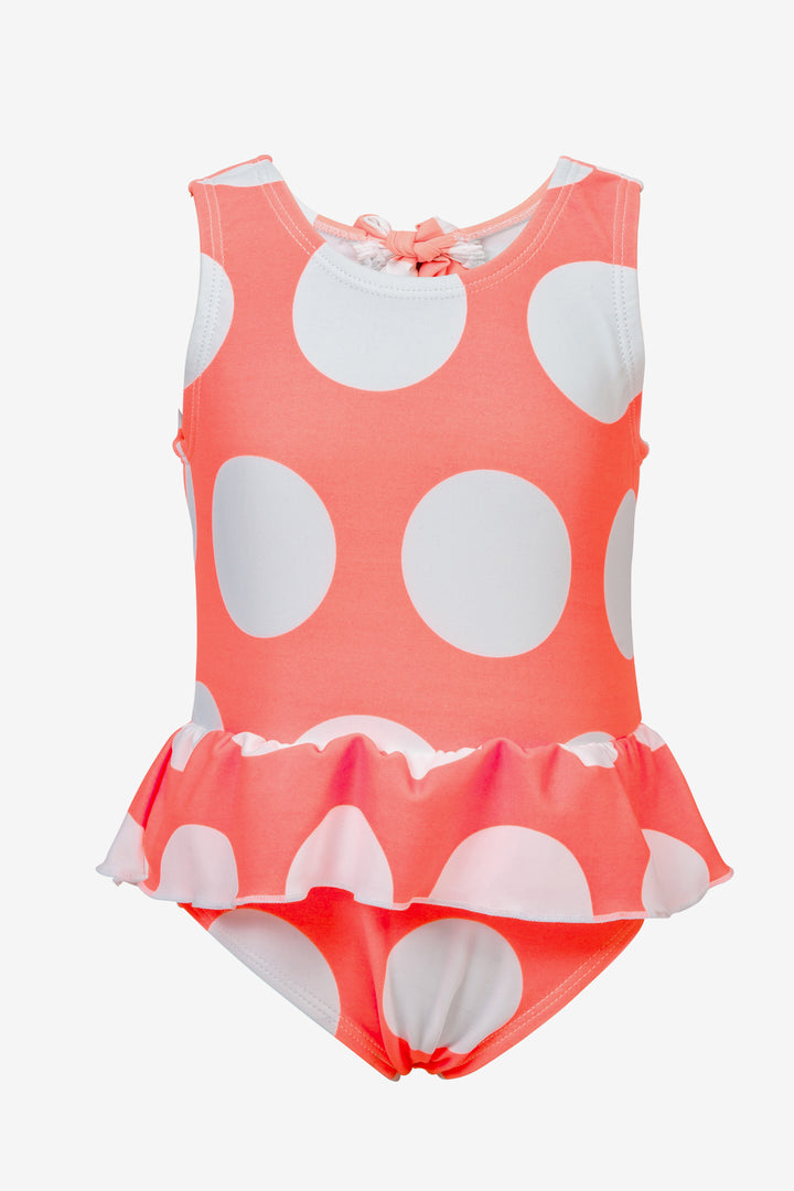 Neon Coral Skirt Swimsuit