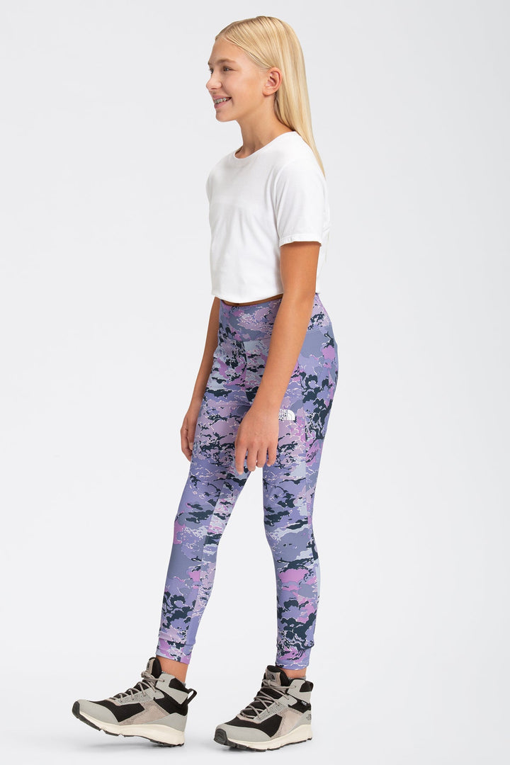 North Face On Mountain Girls Leggings Sweet Lavender Camo Size 4 5 Mini Ruby