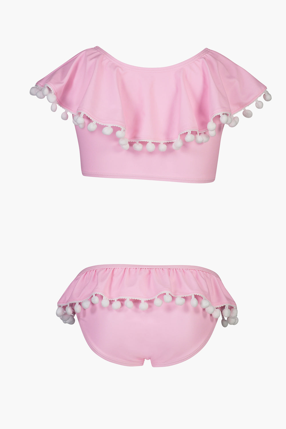 Kids Swimsuit Snapper Rock Pink Pom Pom Shoulder 