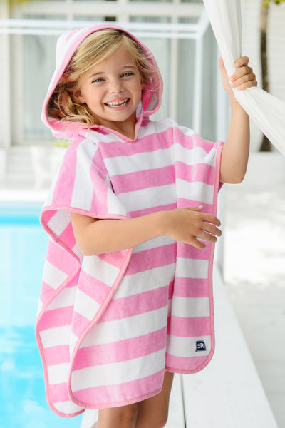 Girls Swimsuit Snapper Rock Hooded Towel Pink Stripe