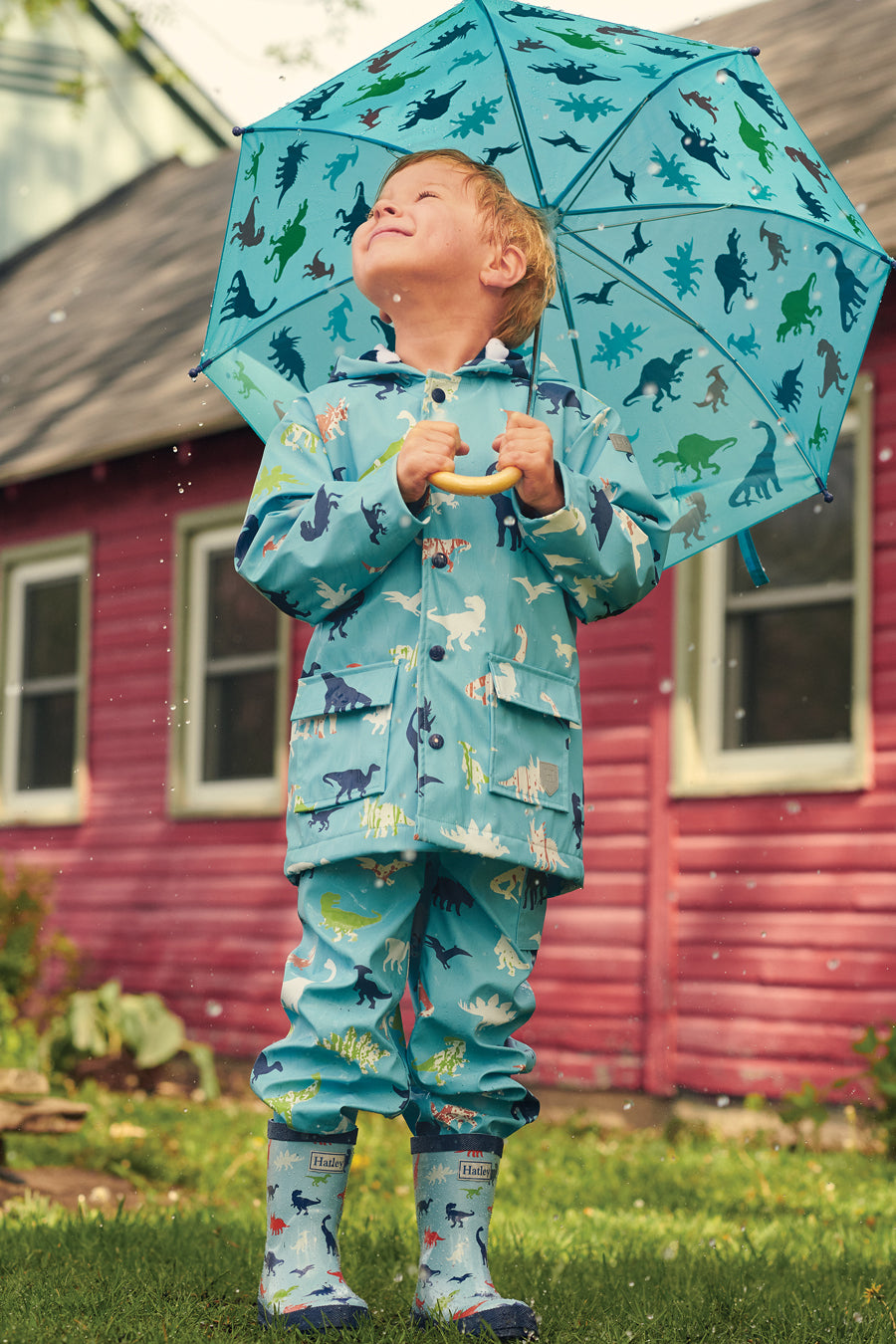 Kids Rain Jacket Hatley Prehistoric Dinos Mini Ruby