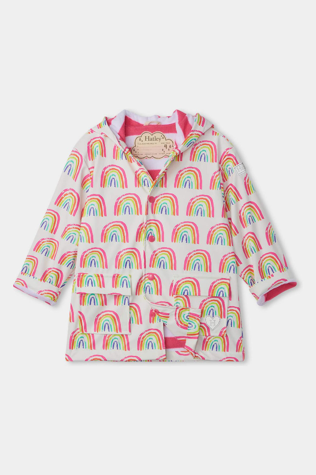 Kids Rain Jacket Hatley Pretty Rainbows Mini Ruby