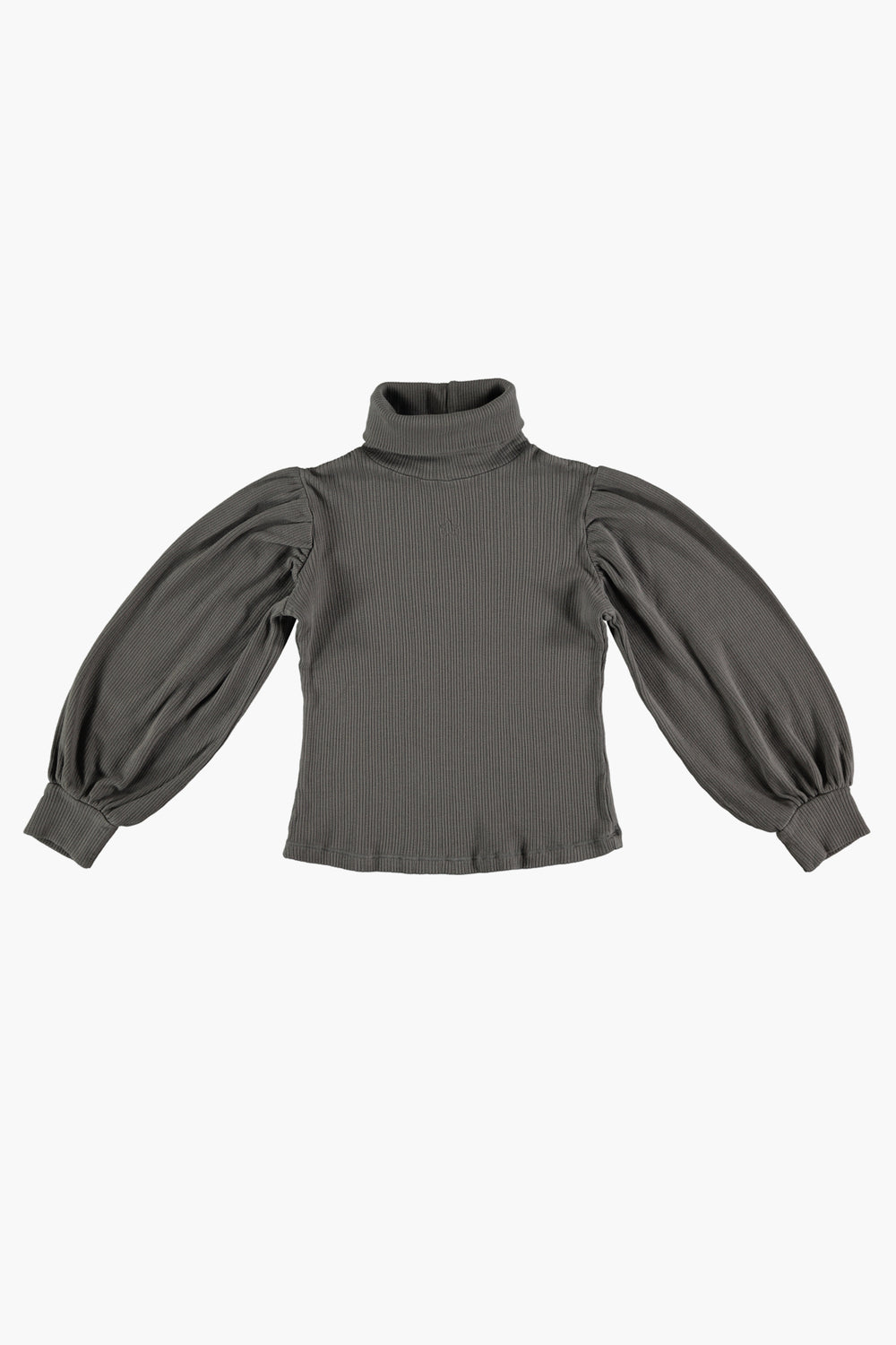 Tocoto Vintage Puff Sleeve Girls Turtleneck - Grey
