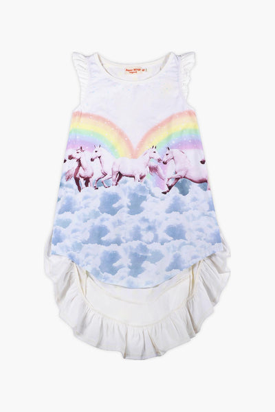Paper Wings Rainbow Horses Frilled Girls Dress