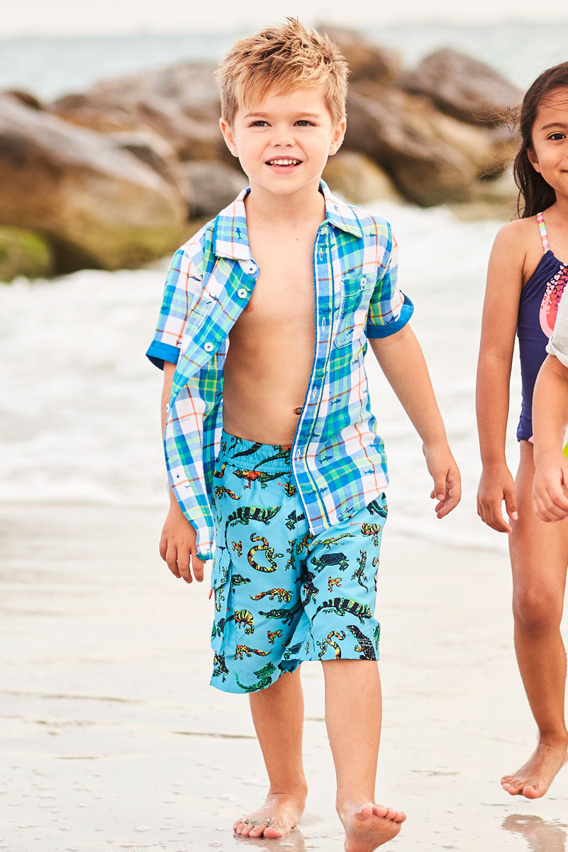 Hatley Rambunctious Reptiles Boys Swim Trunks