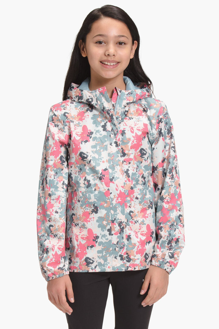 North Face Resolve Reflective Kids Rain Jacket Tourmaline Floral Cam Mini Ruby