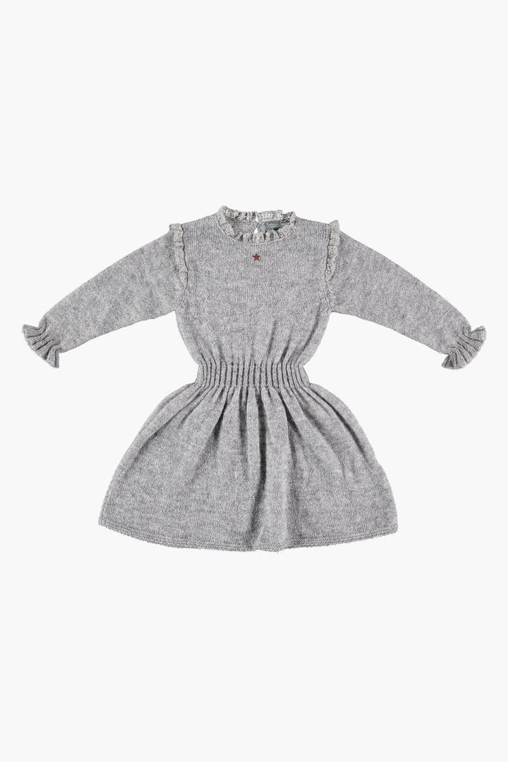 Tocoto Vintage Ruffle Knit Girls Dress 2 / Grey at Mini Ruby Contemporary Childrenswear