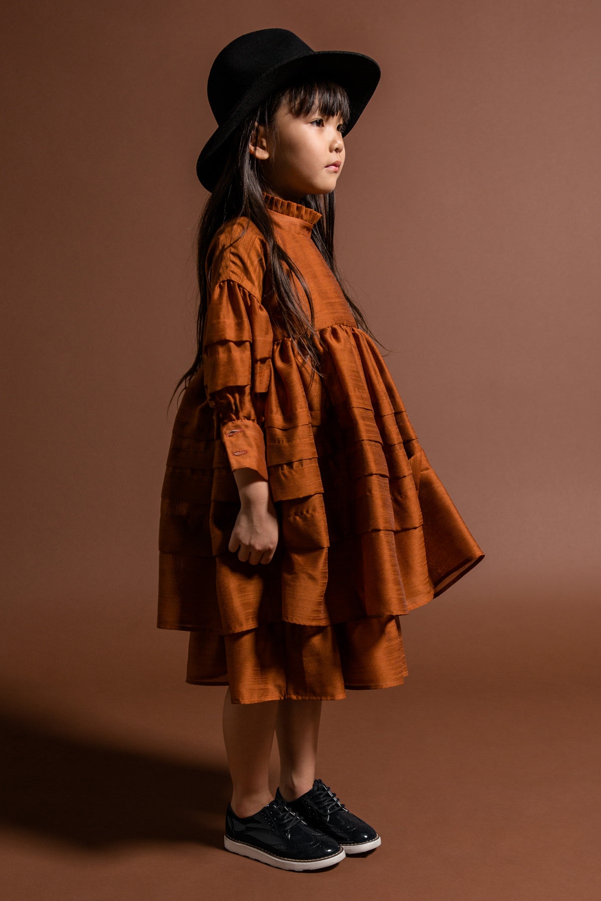 OMAMImini Layered Voile Girls Dress - Rust (Size 4 left) – Mini Ruby