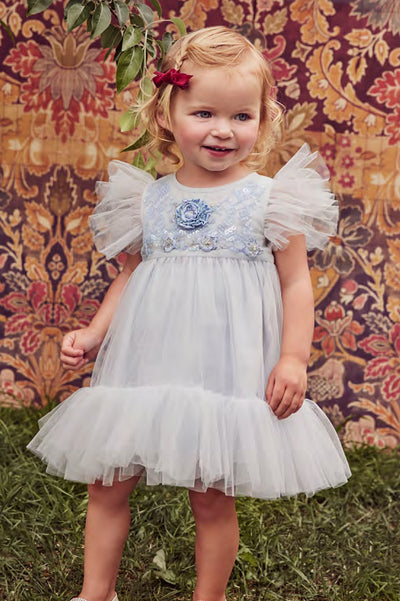 Baby Girl Special Occasion - Permanent Tutu Du Monde Silver Sky Tulle 