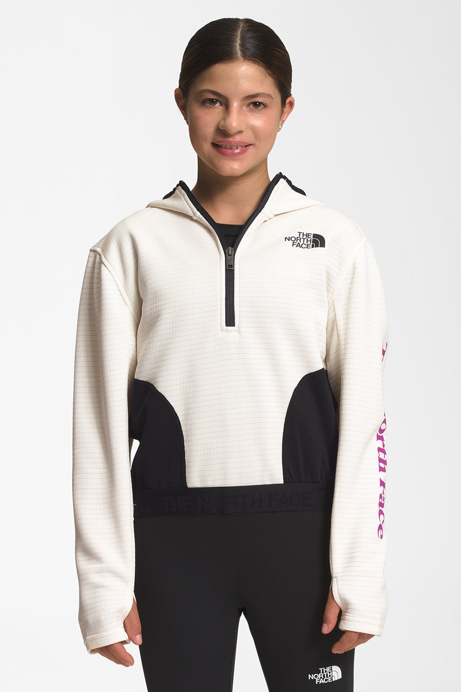 Girls Sweatshirt North Face Sports Hoodie Gardenia White