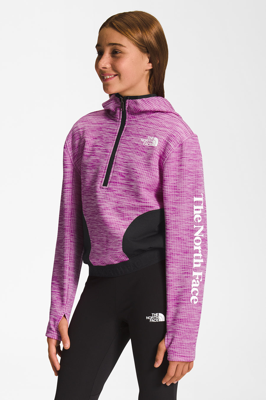 The North Face Big Girls 7 16 Trailwear Half Zip Pullover Hoodie L