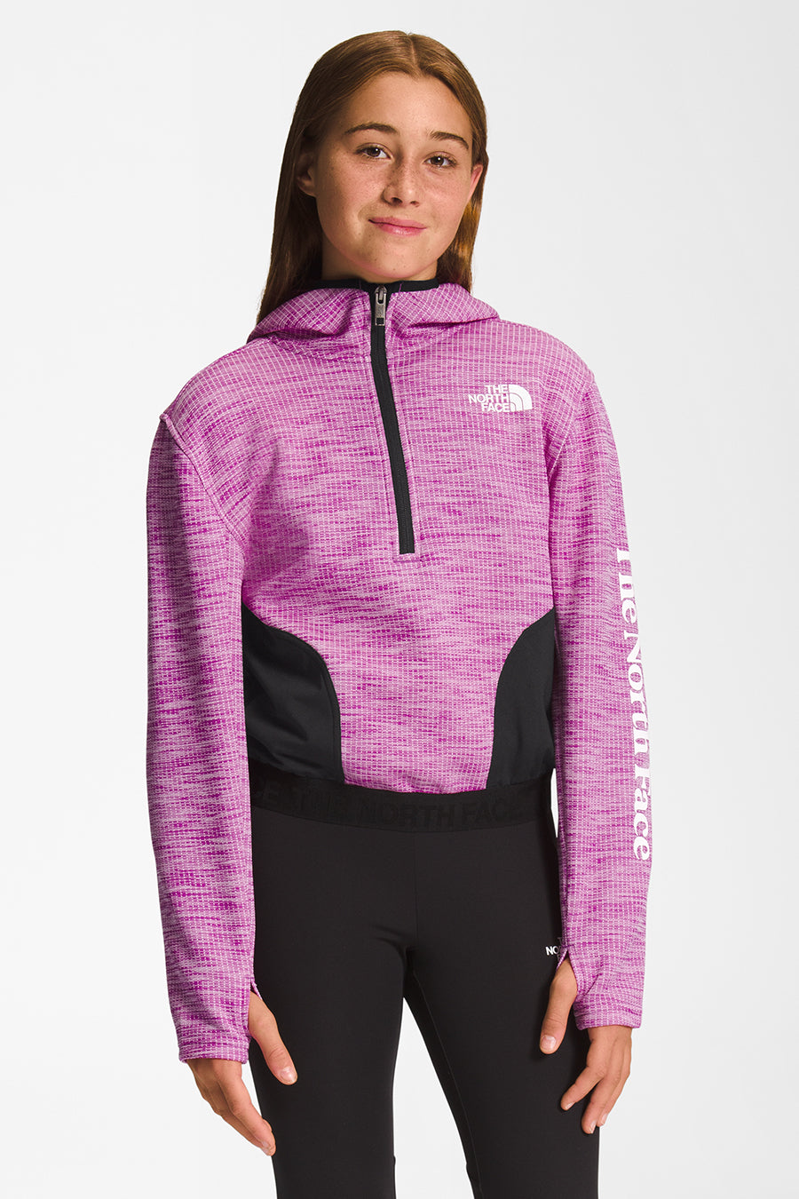 Girls Sweatshirt North Face Sports Hoodie Purple Cactus