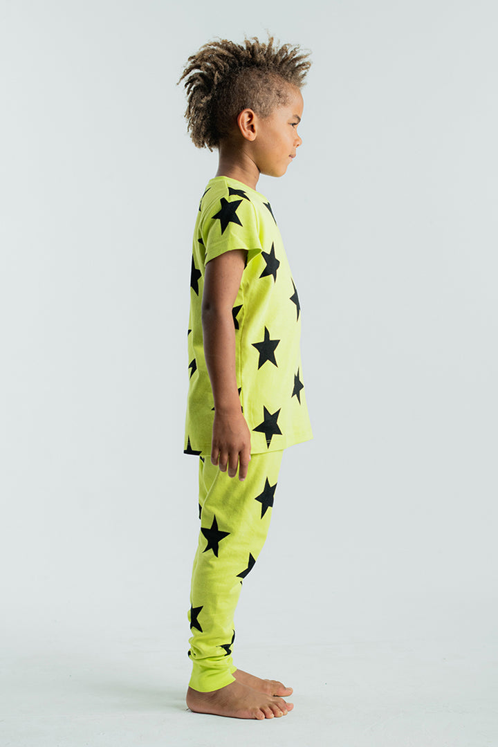 Boys Pajamas Nununu Star 2-Piece Kids Set Hot Lime