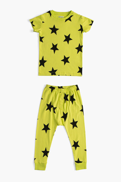 Boys Pajamas Nununu Star 2-Piece Kids Set Hot Lime