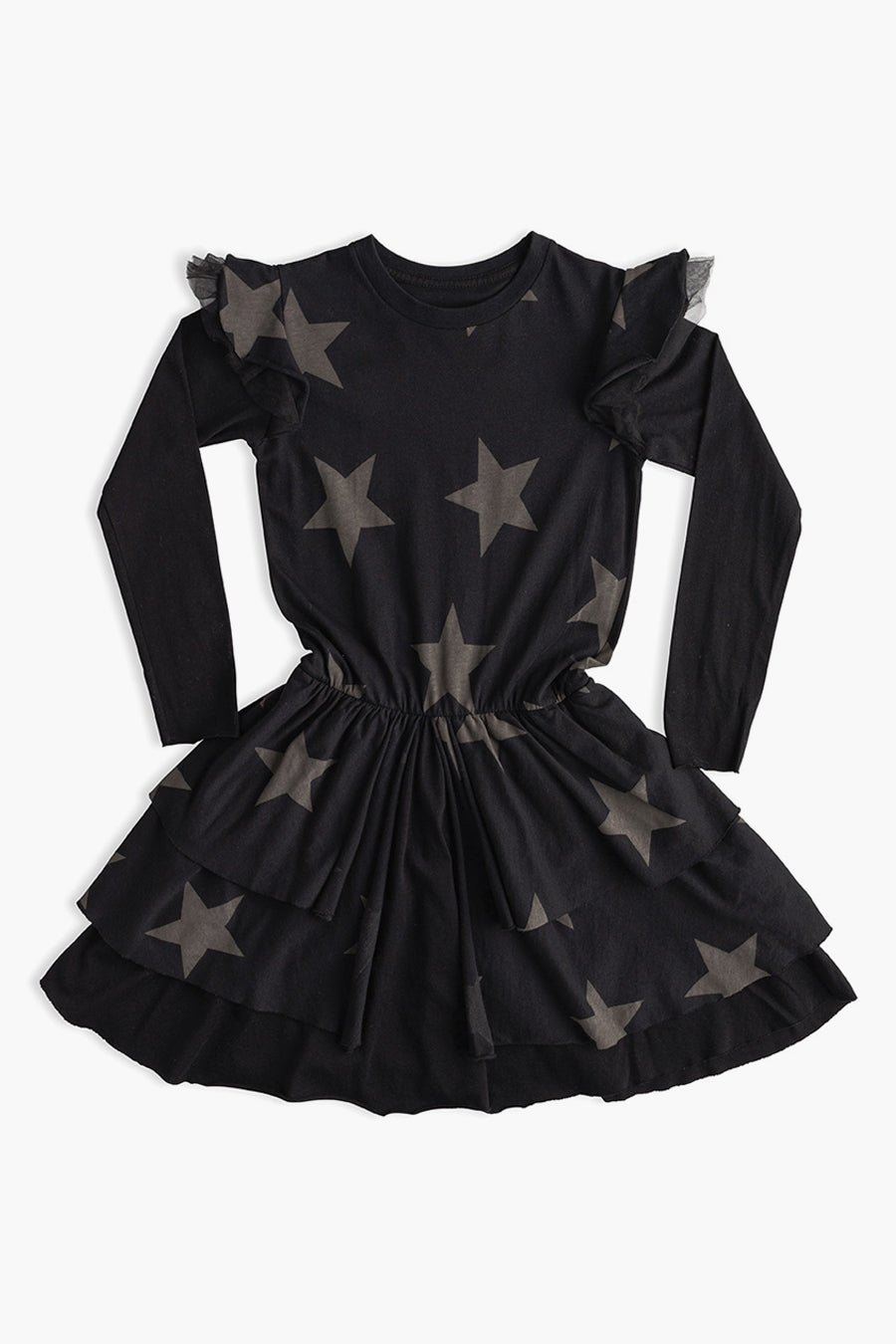 Nununu Star Multi Layered Girls Dress - Black