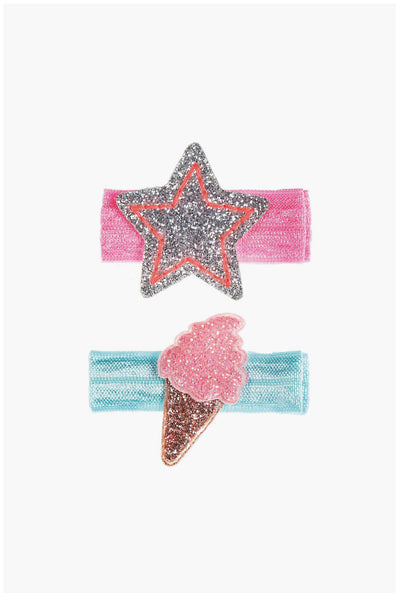 Ooahooah Star & Ice Cream Hairclip Set - Pink & Blue