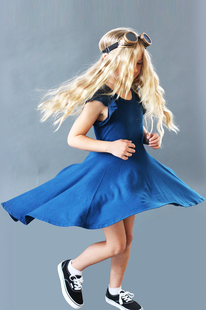 Wee Monster Storm Blue Circle Girls Dress