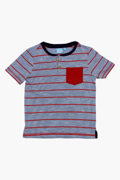 Bear Camp Stripe Pocket Henley Boys T-Shirt