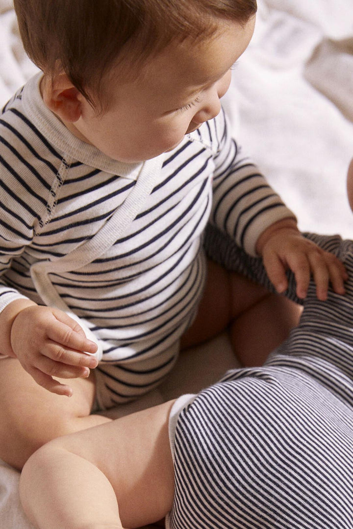 Petit Bateau Baby Bodysuit 3-Pack Kimono Navy Stripe