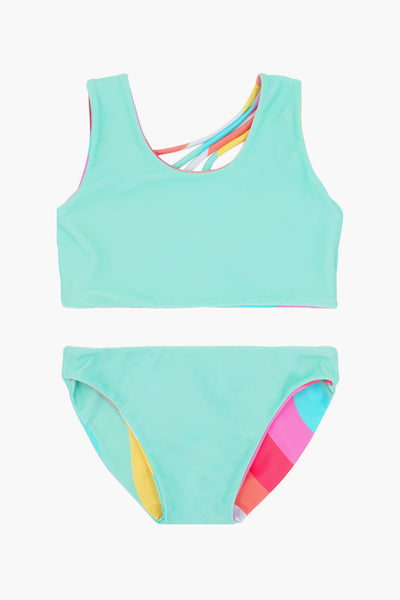 Kids Swimsuit Feather 4 Arrow Summer Sun Reversible Girls Bikini