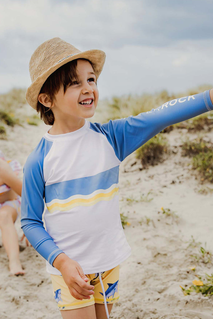 Boys and Baby Boy Swim Snapper Rock Sunrise Shark Set Mini Ruby