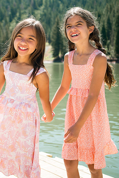 Girls Dress Feather 4 Arrow Sunset Vibes Coral