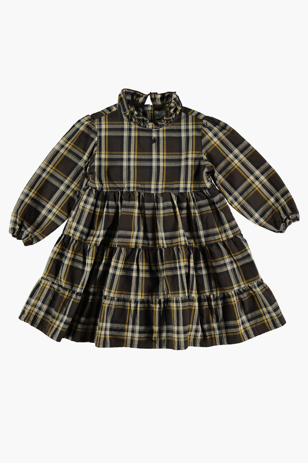 Girls Dress Tocoto Vintage Tartan 8 / Dark Brown Girls Dress Tocoto Vintage Tartan 8 / Dark Brown