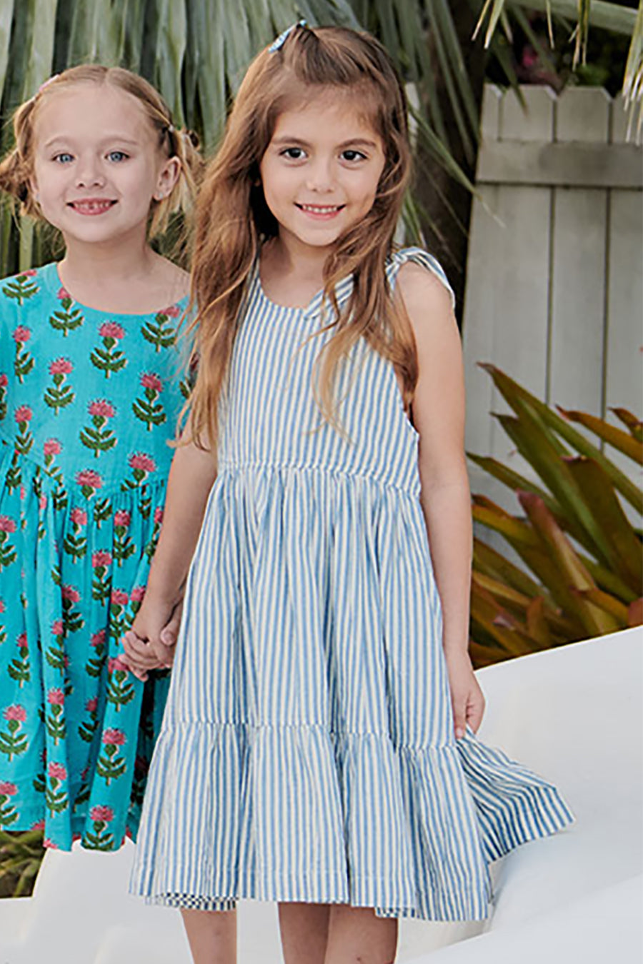 Girls Dress Pink Chicken Taylor Blue Stripe