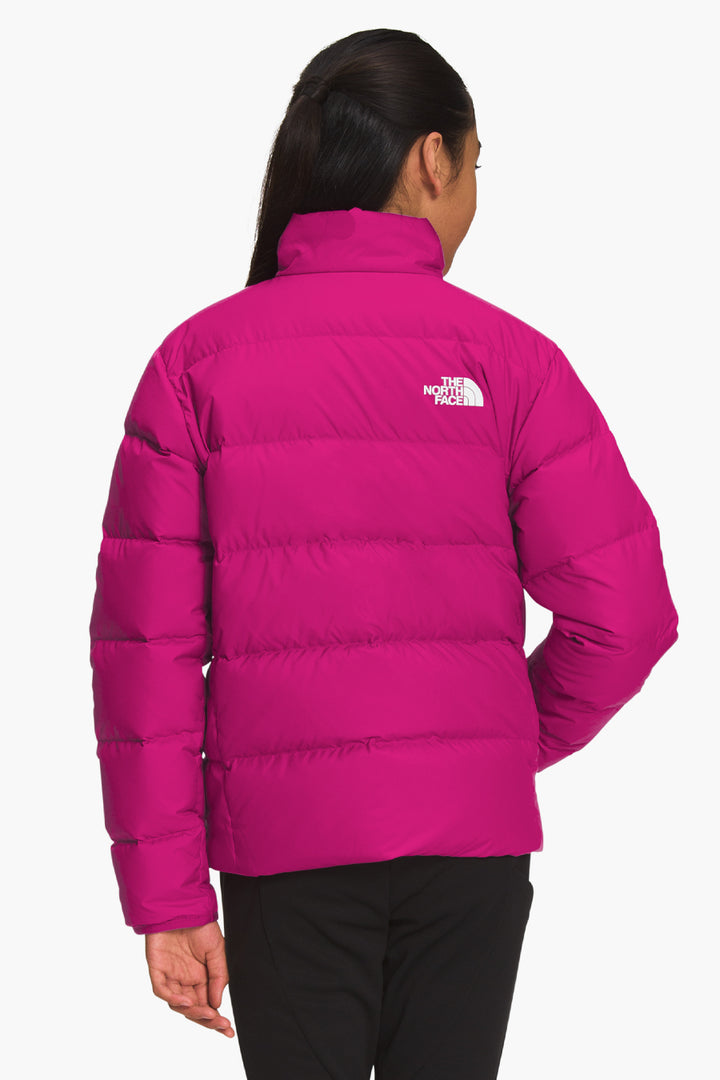 Girls Jacket North Face Teen Reversible North Down Fuchsia Pink Mini Ruby