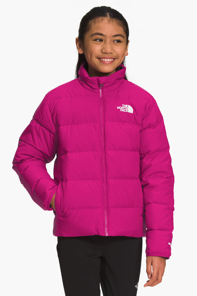Girls Jacket - Ski North Face Teen Reversible North Down Fuchsia Pink