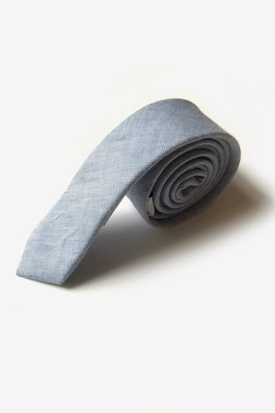 Blue Linen Boys Tie