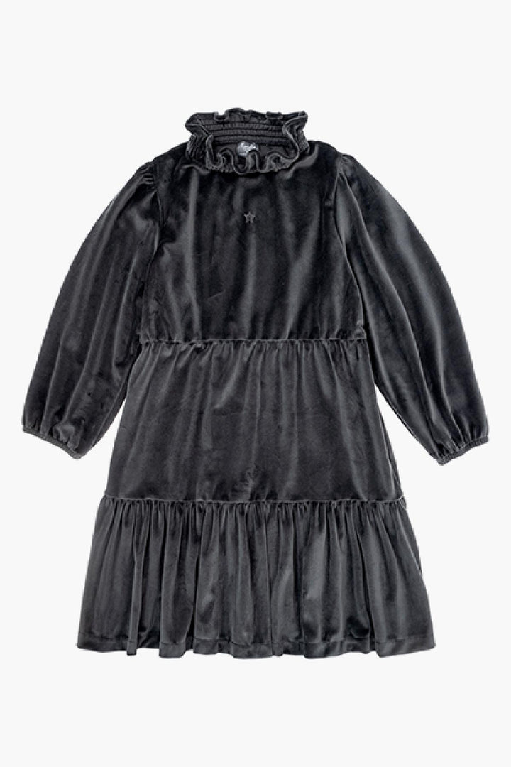 Girls Dress Tocoto Vintage Velvet Dark Grey 8 / Dark Grey