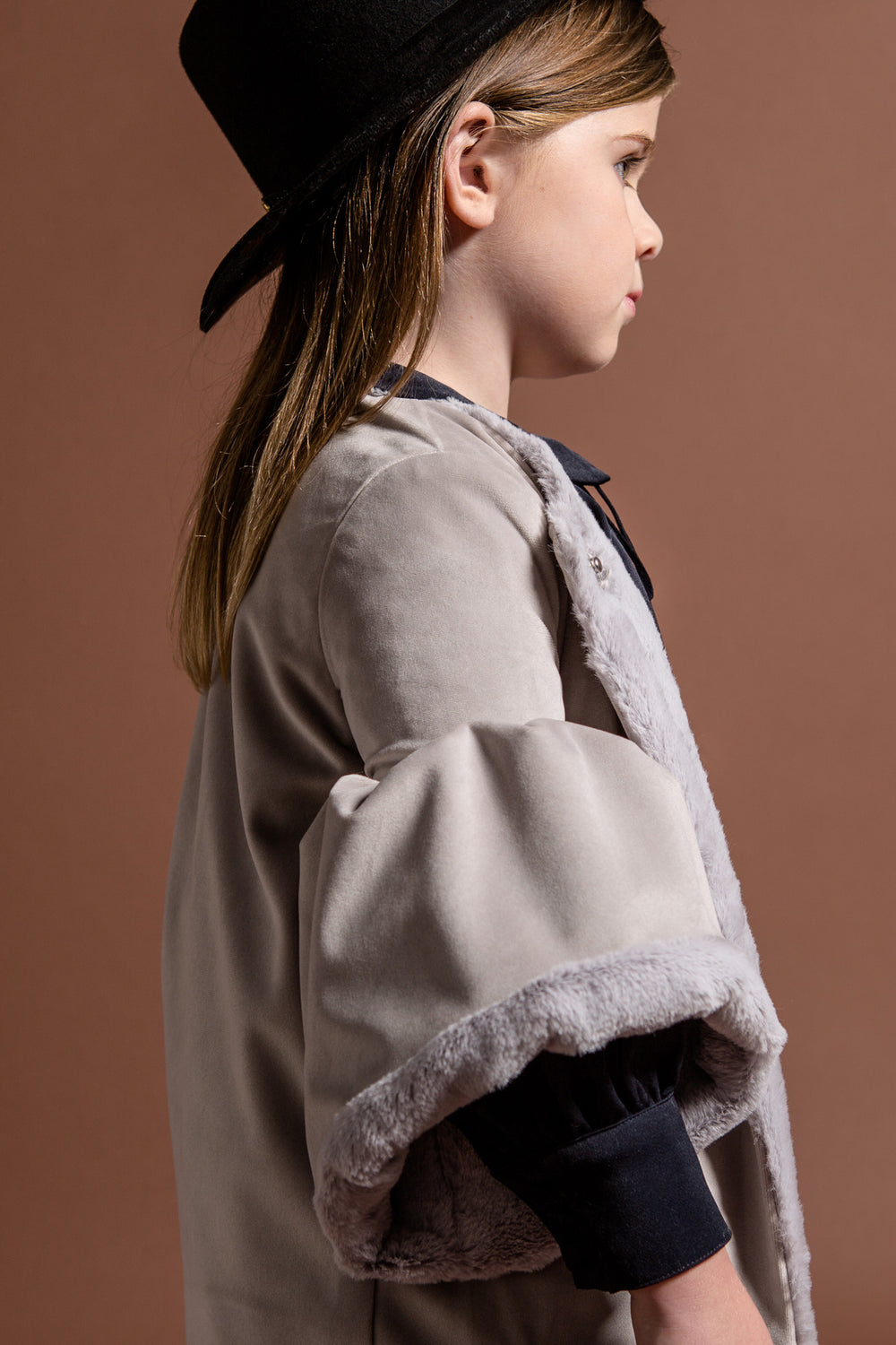 OMAMImini Velvet Coat - Silver Grey