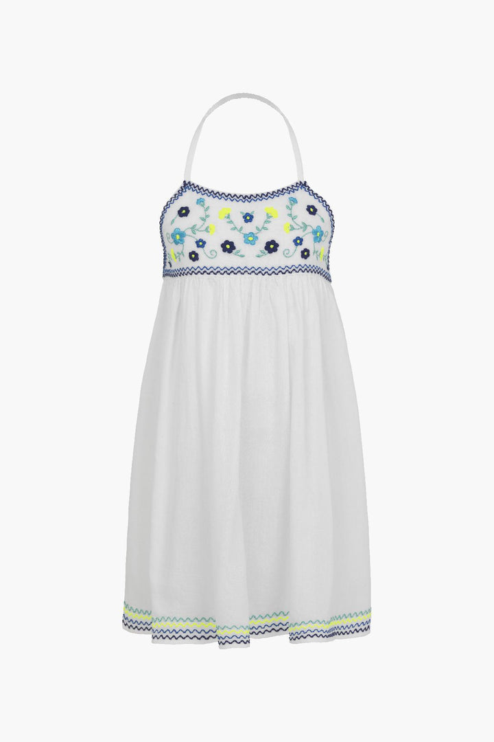 Sunuva White Embroidered Halter Neck Girls Dress Size 9 10 left Mini Ruby